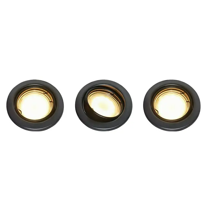 Tween Light Set ugradbenih LED svjetiljki - 9 W, Crne boje, 3 Kom., Topla bijela - Pogled sprijeda