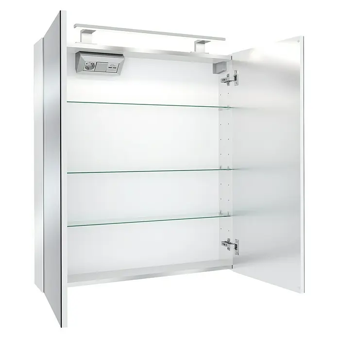 Camargue Espacio LED-Spiegelschrank - B x H: 80 x 90 cm, Mit Beleuchtung, Spanplatte - Vorderansicht