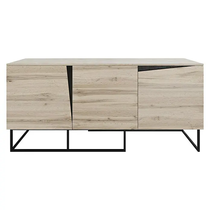 Phönix Carv Sideboard - L x B x H: 45 x 165 x 75 cm, Wild Oak, Anzahl Türen: 3 Stk. - Vorderansicht