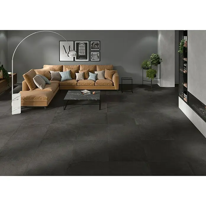 BHS Showroom Pavimento porcelánico Lorraine - 60 x 60 cm, Gris oscuro, Rectificado - Foto ambiente