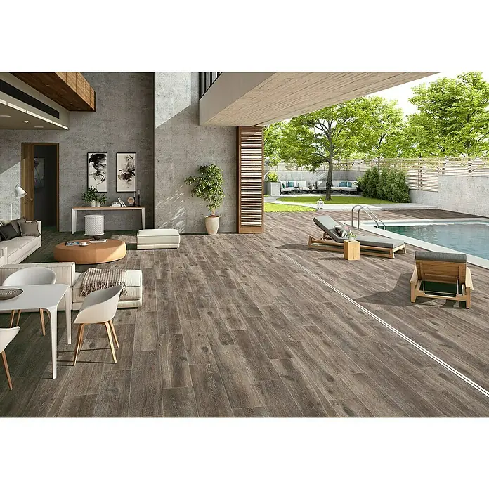 BHS Showroom Pavimento porcelánico Suave Sanford - 30 x 150 cm, Marrón, Rectificado - Foto ambiente