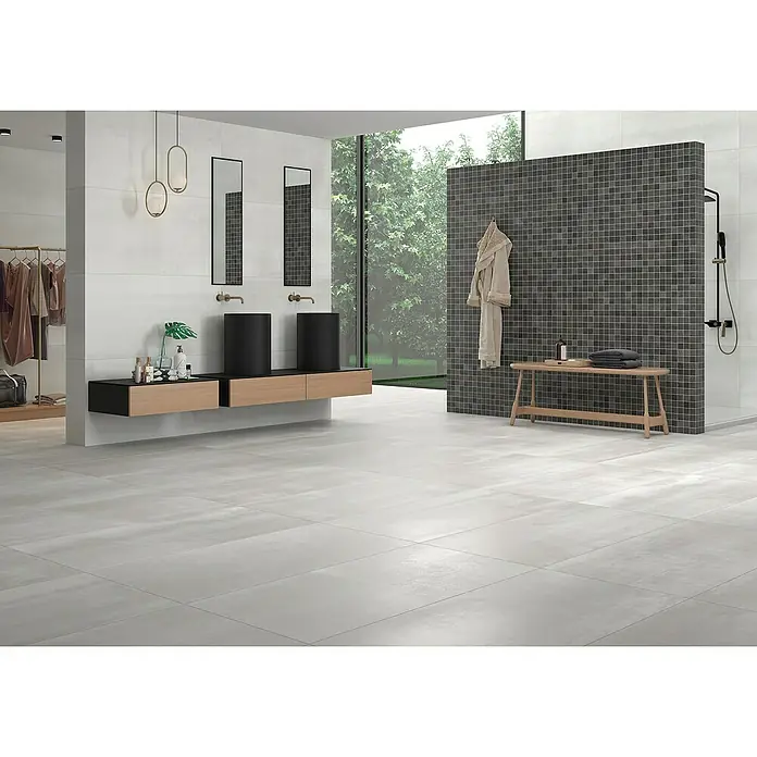 BHS Showroom Pavimento porcelánico Steel - 60 x 120 cm, Blanco, Rectificado - Foto ambiente