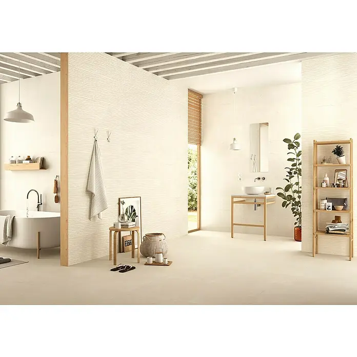 BHS Showroom Pavimento porcelánico Newlyn - 60 x 60 cm, Beige, Rectificado, Efecto cemento - Foto ambiente