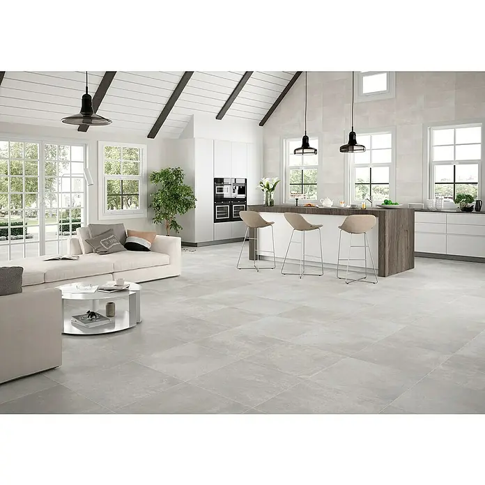 BHS Showroom Pavimento porcelánico Rodano - 75 x 75 cm, Gris claro, Rectificado - Foto ambiente
