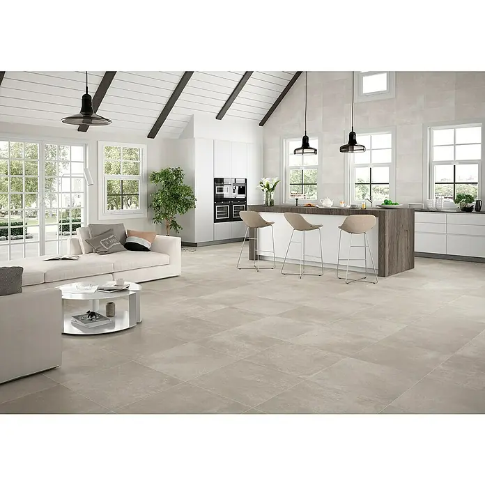 BHS Showroom Pavimento porcelánico Rodano Antislip - 75 x 75 cm, Taupe, Rectificado - Foto ambiente