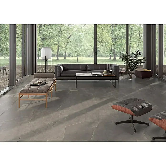 BHS Showroom Pavimento porcelánico Talo - 75 x 75 cm, Gris, Rectificado, Efecto piedra - Foto ambiente