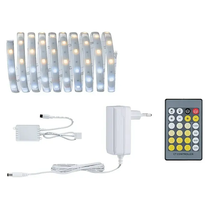 Paulmann MaxLED LED-Band 250 Basisset Tunable White - 3 m, Neutralweiß, 11 W, IP44 - Diagonale Ansicht