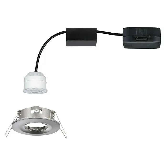 Paulmann LED-Einbauleuchte rund Nova Mini - 4 W, Eisen gebürstet, Warmweiß, Leuchtenkopf beweglich - Diagonale Ansicht