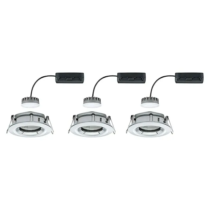 Paulmann LED-Einbauleuchten-Set Nova Plus - 6,8 W, Weiß/Chrom, 3 Stk., Warmweiß, IP65 - Diagonale Ansicht