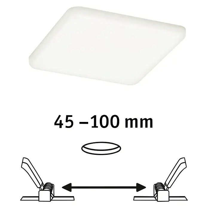 Paulmann LED-Panel Veluna VariFit - 8,5 W, L x B x H: 12,5 x 12,5 x 3,1 cm, Satin, Neutralweiß, 4.000 K - Diagonale Ansicht