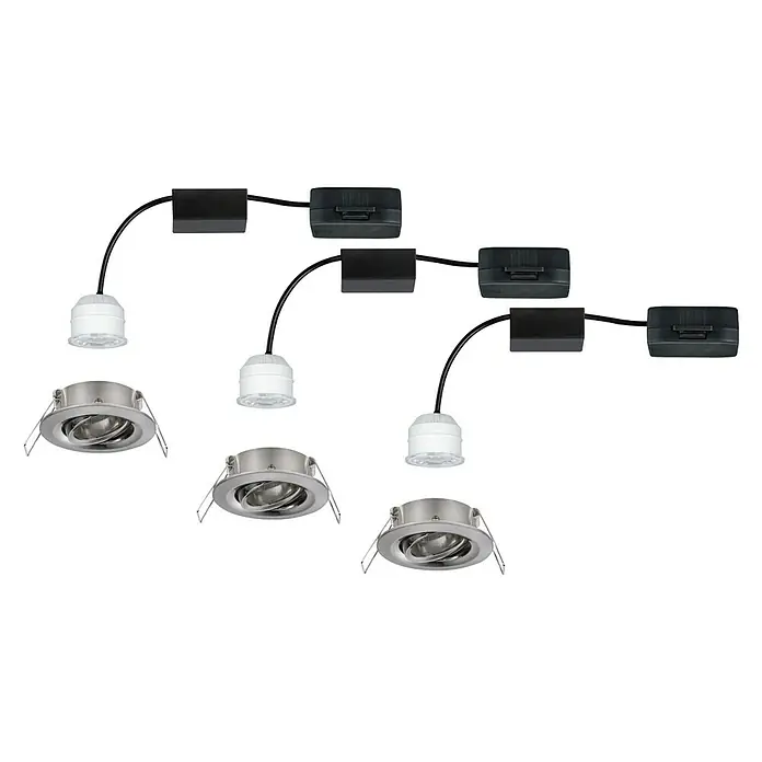 Paulmann LED-Einbauleuchten-Set Nova Mini - 12 W, Eisen gebürstet, Warmweiß - Diagonale Ansicht