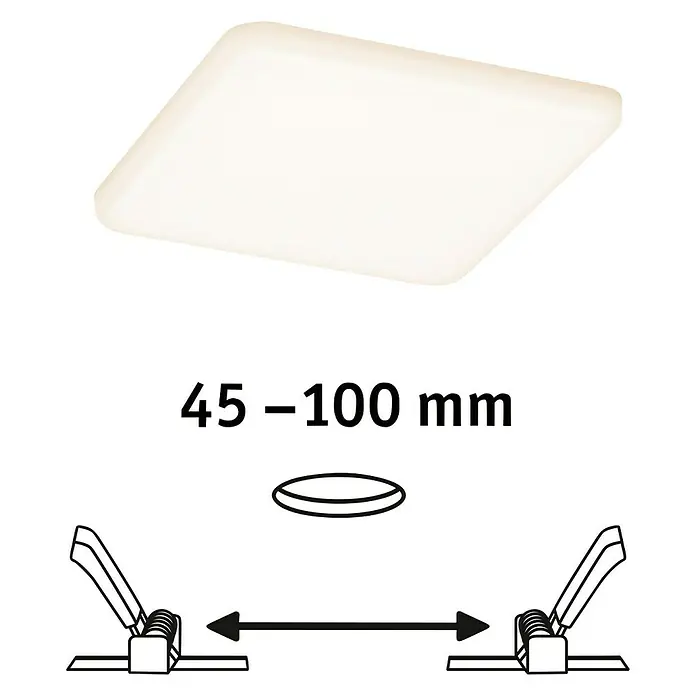 Paulmann LED-Panel Veluna VariFit - 8,5 W, L x B x H: 12,5 x 12,5 x 3,1 cm, Satin, Warmweiß, 3.000 K - Diagonale Ansicht