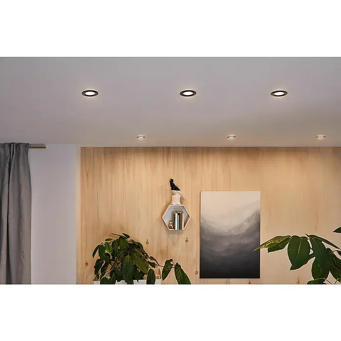 Paulmann LED-Einbauleuchten-Set Vali - 16,5 W, Schwarz, 3 Stk., Warmweiß, IP65 - Stimmungsaufnahme