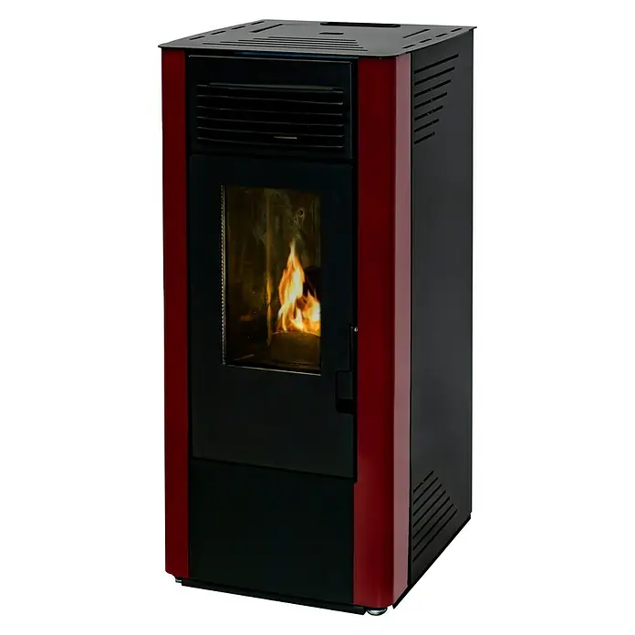 Estufa de pellets Nueva King 10 - 4,8 kW - 9,9 kW, Volumen de calefacción: 185 m³, Burdeos/Negro - Vista angular