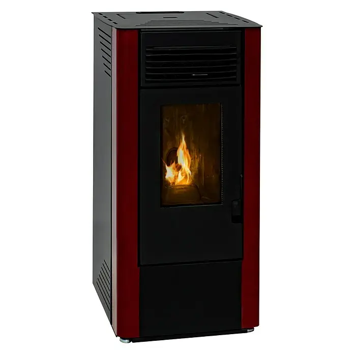 Estufa de pellets Nueva King 10 - 4,8 kW - 9,9 kW, Volumen de calefacción: 185 m³, Burdeos/Negro - Vista angular