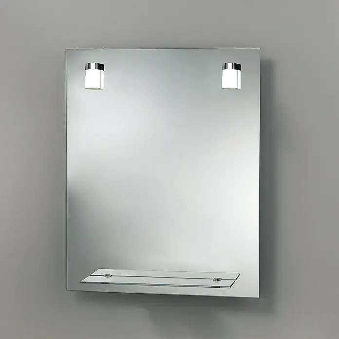 Camargue Espejo con luz LED Milan - An x Al: 60 x 75 cm, Estante de vidrio, Cromo - Foto ambiente