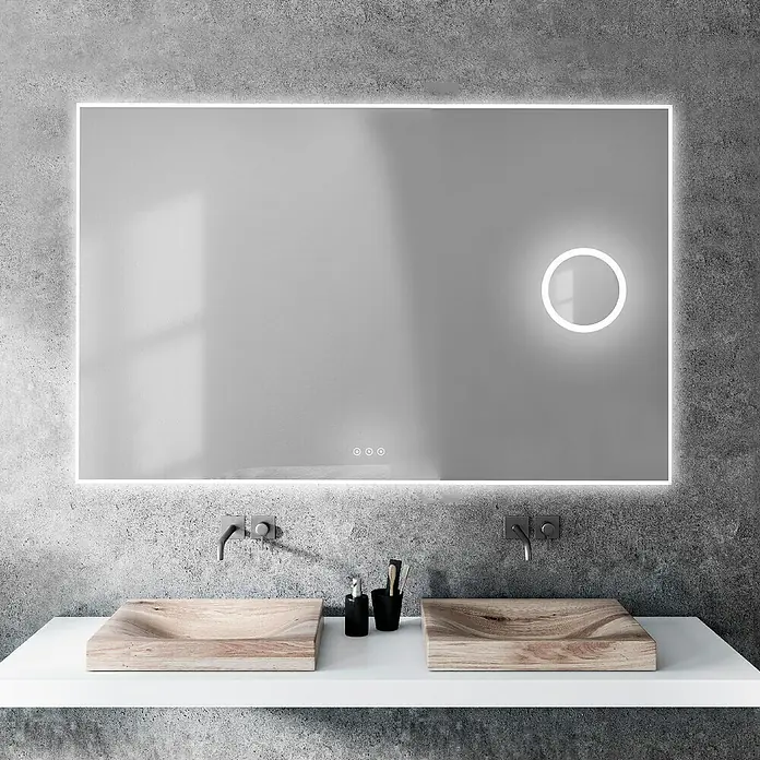 Espejo con luz LED Shira - 120 x 80 cm, Espejo de aumento, Cambio de color - Foto ambiente