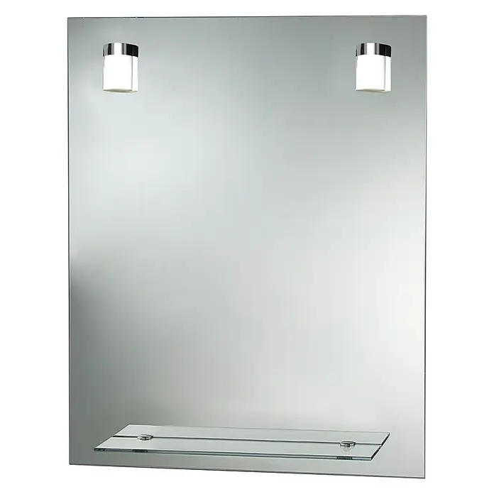Camargue Espejo con luz LED Milan - An x Al: 60 x 75 cm, Estante de vidrio, Cromo - Vista angular
