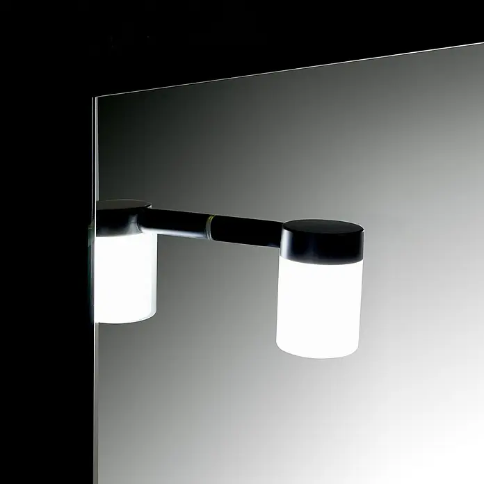 Camargue Espejo con luz LED Milan - An x Al: 60 x 75 cm, Estante de vidrio, Negro - Foto ambiente