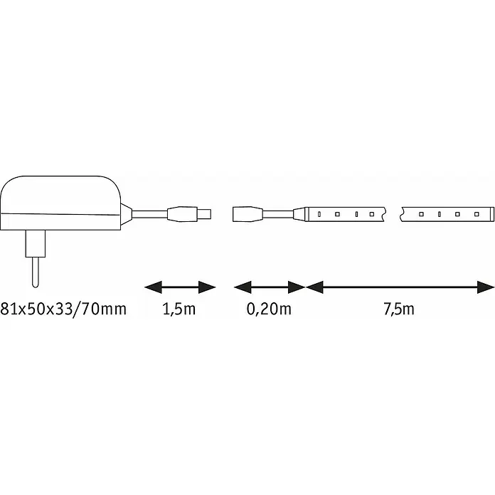 Paulmann LED traka SimpLED Osnovni set - 7,5 m, Boja svjetla: Hladna bijela, 20 W - Skica