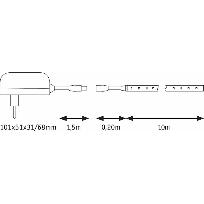 Paulmann LED traka SimpLED Osnovni set - 10 m, Boja svjetla: Bijele boje dnevnog svjetla, 22 W - Skica