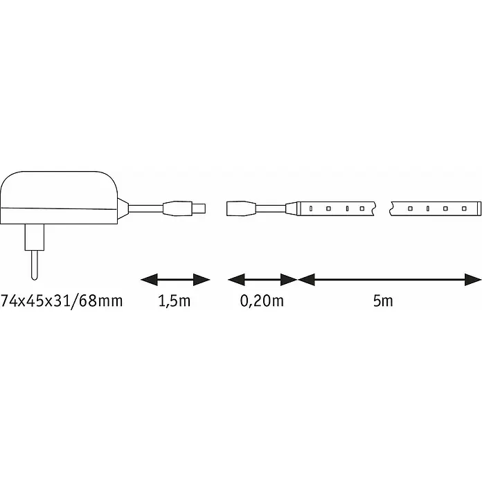 Paulmann LED traka SimpLED - 5 m, Boja svjetla: Topla bijela, 17 W - Skica