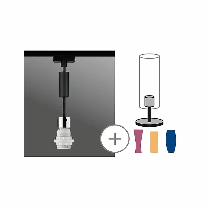 Paulmann URail 2Easy Pendelleuchte Basic - 20 W, Schwarz, Chrom, Höhe: 150 cm - Vorderansicht