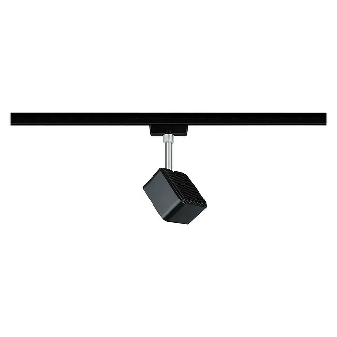Paulmann URail LED-Spot Cube - Schwarz, Chrom, 8 W, L x B x H: 4,7 x 7,7 x 16,5 cm - Linke Seitenansicht