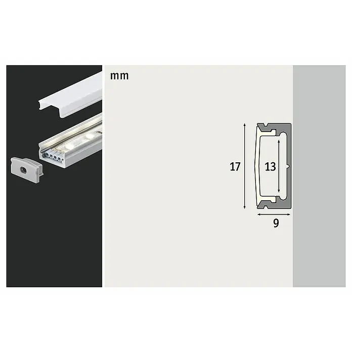 Paulmann Profil Diffusor - Länge: 100 cm, Aluminium - Detailaufnahme