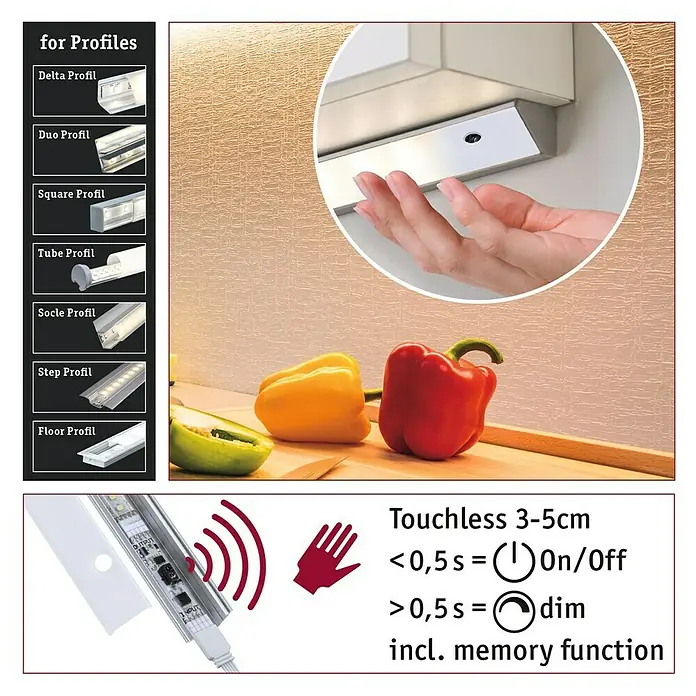 Paulmann MaxLED Sensor-Schalter - L x B x H: 56,5 x 12,5 x 7 mm, 144 W - Anwendungsbeispiel