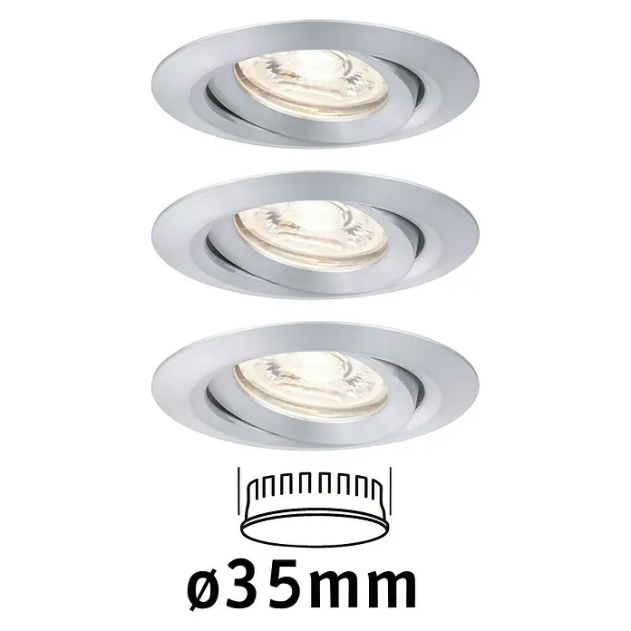 Paulmann LED-Einbauleuchten-Set Nova Mini - 12 W, Aluminium gebürstet, Warmweiß - Vorderansicht