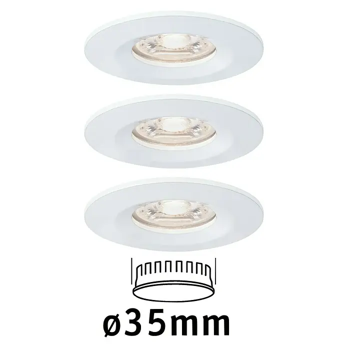 Paulmann LED-Einbauleuchten-Set Nova Mini - 12 W, Weiß, 3 Stk., Warmweiß - Vorderansicht