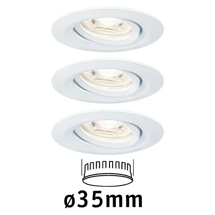 Paulmann LED-Einbauleuchten-Set Nova Mini - 12 W, Weiß, Warmweiß - Vorderansicht