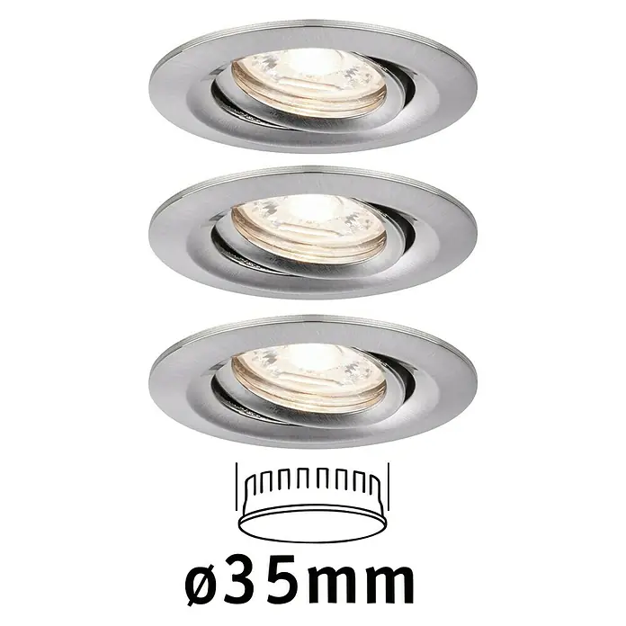 Paulmann LED-Einbauleuchten-Set Nova Mini - 12 W, Eisen gebürstet, Warmweiß - Vorderansicht