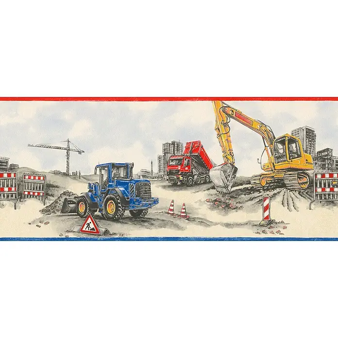 Rasch Kids & Teens III Tapetenborte Baustelle - Bunt/Beige, Motiv, 5 m x 25,5 cm, Papier - Vorderansicht