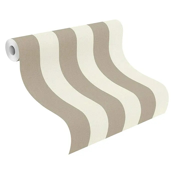 Rasch Poetry II Vliestapete Streifen - Creme/Beige, Streifen, 10,05 x 0,53 m - Linke Seitenansicht