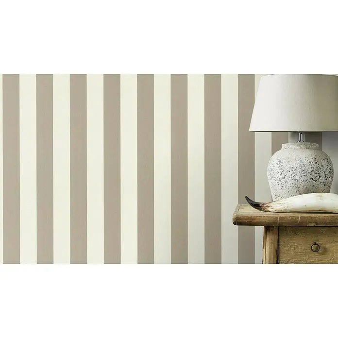 Rasch Poetry II Vliestapete Streifen - Creme/Beige, Streifen, 10,05 x 0,53 m - Stimmungsaufnahme
