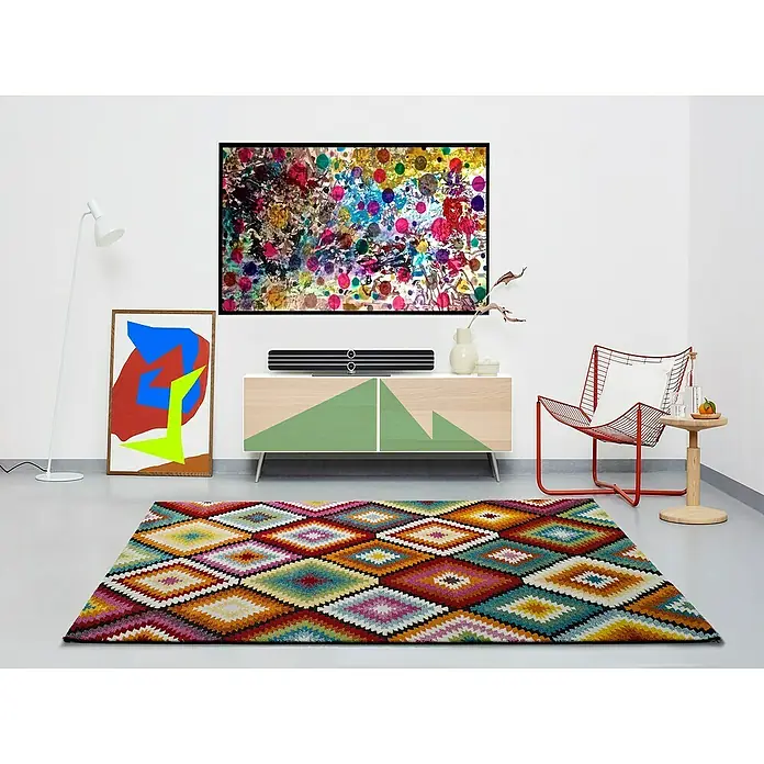 Alfombra Koby - Multicolor, 170 x 120 cm, 100 % polipropileno - Foto ambiente