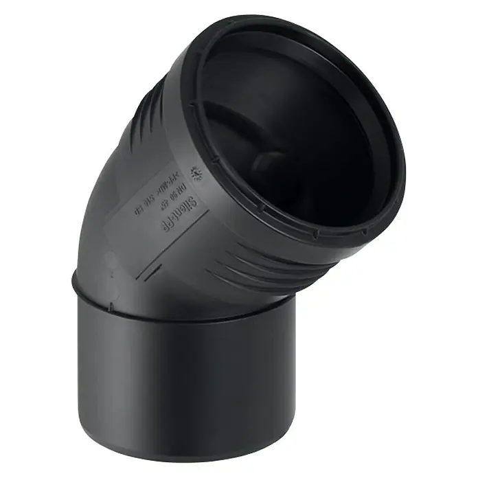 Geberit Silent PP-Bogen - DN 90, 45 ° - Rechte Seitenansicht