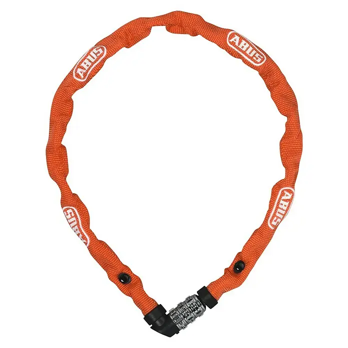 Abus Cadena con candado de combinación 1200/110 - Largo: 110 cm, Espesor: 4 mm, Naranja - Vista descendente