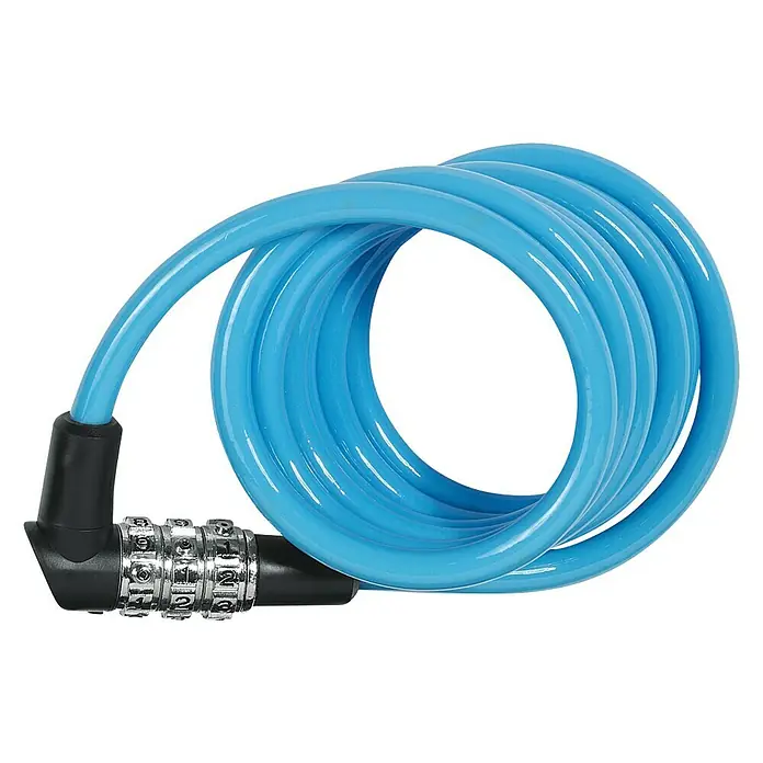 Abus Cadena con candado de combinación 1950 Kids - Largo: 120 cm, Espesor: 7,5 mm, Azul - Vista frontal