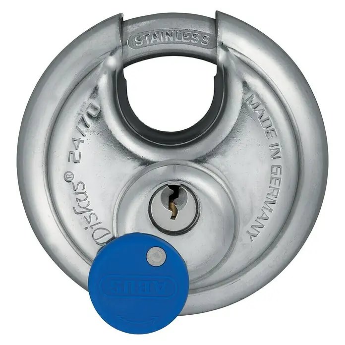 Abus Diskus Candado de disco 24IB/70 - An x Al: 70 x 70 mm, Acero inoxidable - Vista frontal