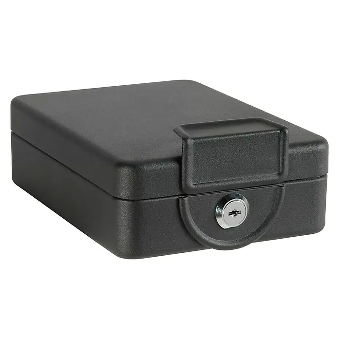 Arregui Caja de caudales - L x An x Al: 203 x 160 x 75 mm, Negro - Vista de perfil izquierdo