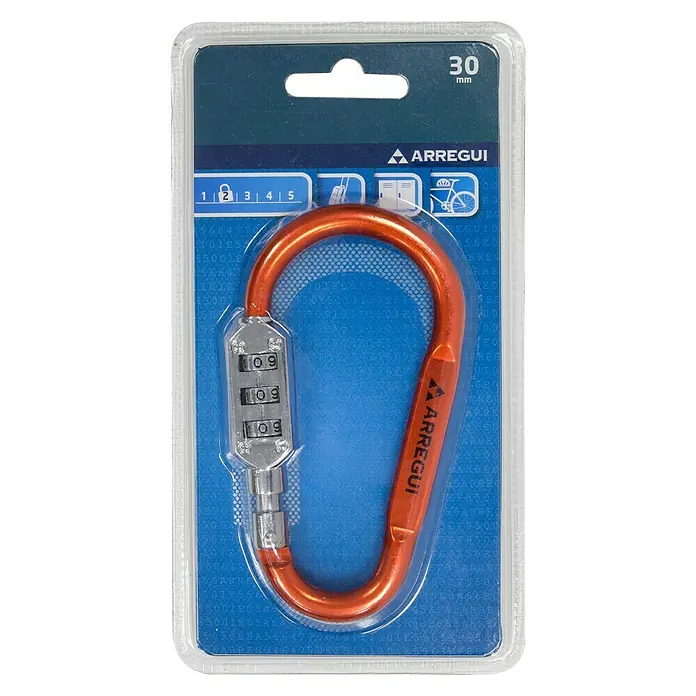 Arregui Candado con combinación A-1313130 - An x L: 60 x 91,5 mm, Zinc, Número de dígitos en combinación: 3 ud., Naranja - Vista frontal