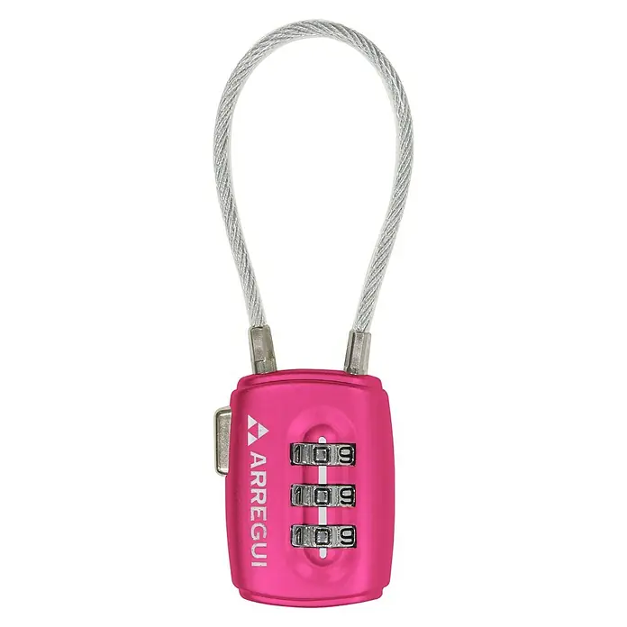 Arregui Candado con combinación A-1313110 - An x L: 28,5 x 12,2 mm, Zinc, Número de dígitos en combinación: 3 ud., Rosa - Vista frontal