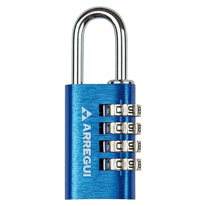 Arregui Candado con combinación A-1313080 - An x L: 30 x 12,3 mm, Aluminio, Número de dígitos en combinación: 4 ud., Azul - Vista frontal