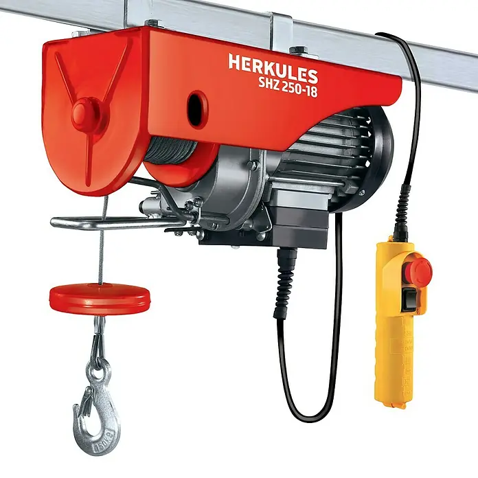 Herkules Elektro-Seilhebezug SHZ 250-18 - 500 W, Tragkraft: 250 kg mit Umlenkrolle - Diagonale Ansicht