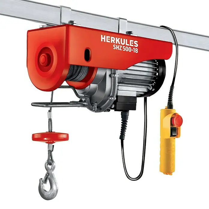 Herkules Elektro-Seilhebezug SHZ 500-18 - 500 W, Tragkraft: 500 kg mit Umlenkrolle - Diagonale Ansicht