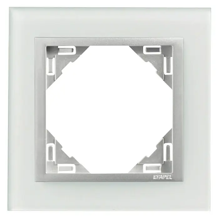 Abdeckrahmen Logus Christal - Aluminium, 1-fach, Glas, Unterputz - Vorderansicht