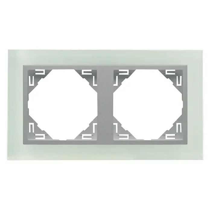Abdeckrahmen Logus Christal - Aluminium, 2-fach, Glas, Unterputz - Vorderansicht